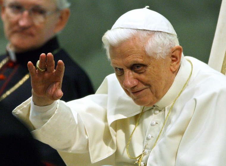 Pope Benedict XVI blesses pilgrims and f