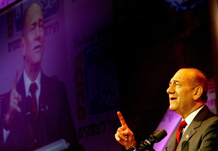 Ehud Olmert Makes Speech Before European Tour