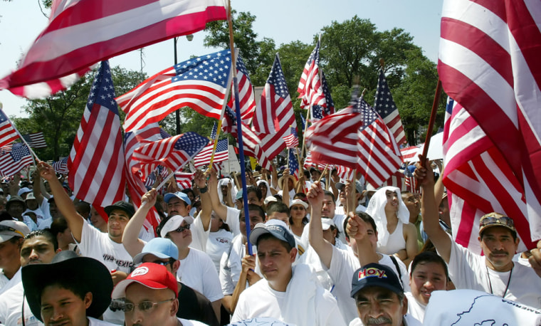 Demonstrators march through Chicago on July 19 in one of the numerous rallies that took the contentious immigration issue to the streets in 2006. 