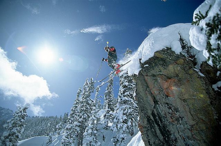 Skiing Off Cliff