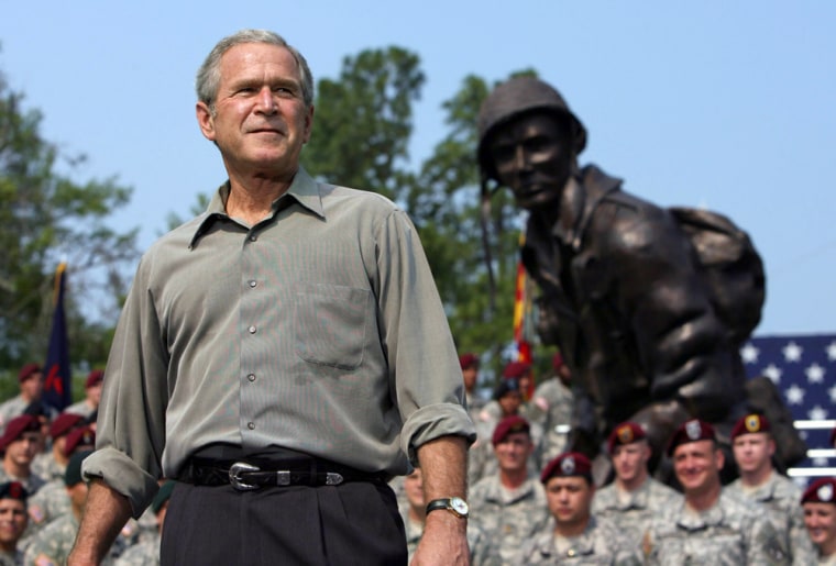 US President Bush prepares to speak to US troops and their families at Fort Bragg in North Carolina