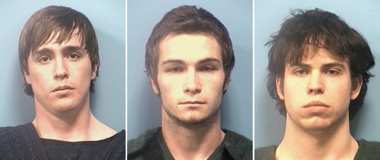 Matthew Lee Cloyd, Benjamin Nathan Moseley and Russell Lee Debusk appear, left to right, in this photo released in March by the Shelby County Sheriff's Office. 