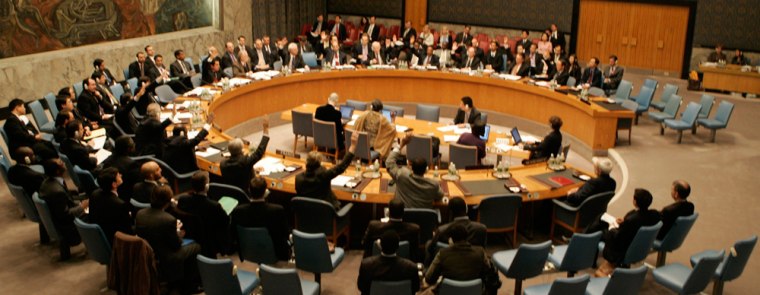 The United Nations Security Council unanimously votes on Saturday at U.N. headquarters to approve a resolution imposing sanctions against Iran for refusing to suspend uranium enrichment.