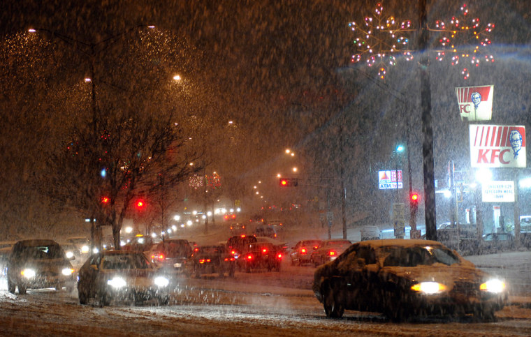 Rain turned to snow in Wausau, Wis., on Friday and continued to fall on Saturday, knocking out power to thousands.