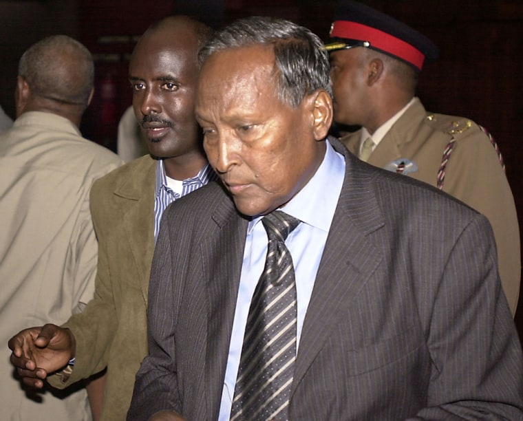 Somalia's president, Abdullahi Yusuf, seen here in Kenya last year, arrived in Mogadishu on Monday for the first time since he was elected two years ago.