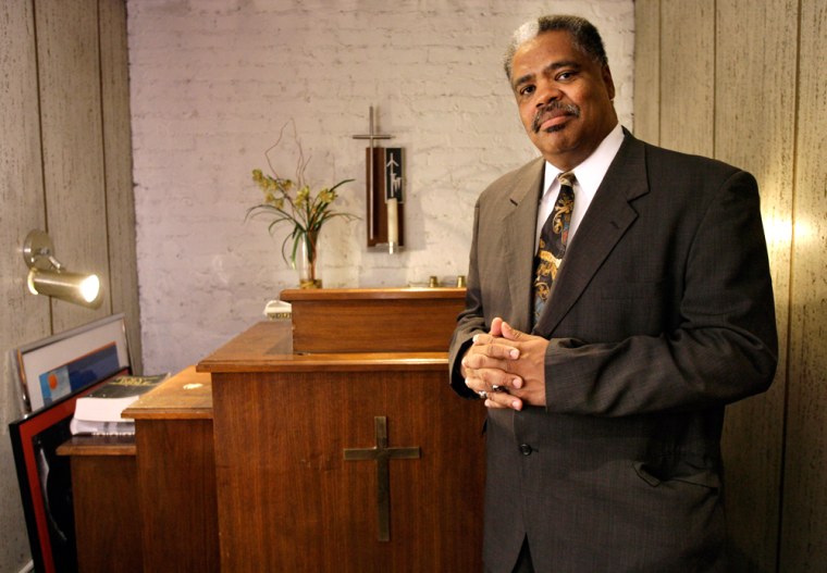 The Rev. Thomas Johnson Jr., pastor of Canaan Baptist Church of Christ in New York City, leans on a lectern used by Rev. Martin Luther King Jr., in this Jan. 10 photo. 