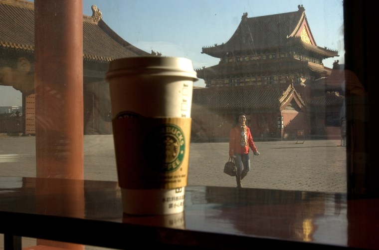 The Starbucks in the Forbidden City Palace opened in 2000. There are 220 of the company's coffee shops in China.