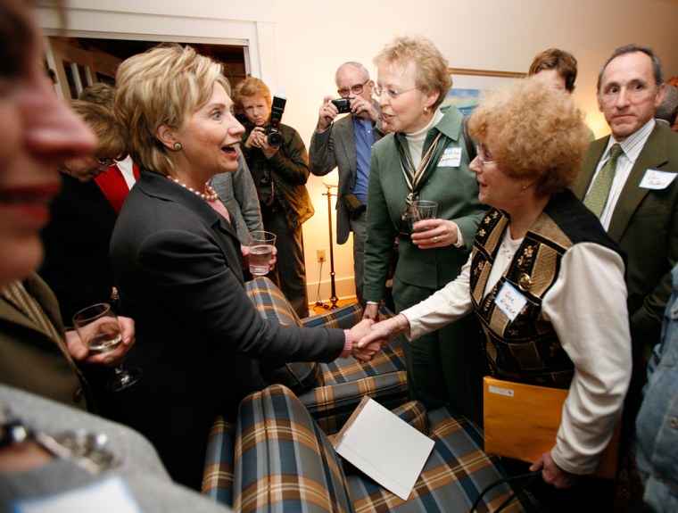 Hillary Clinton attends a house party in Cedar Rapids