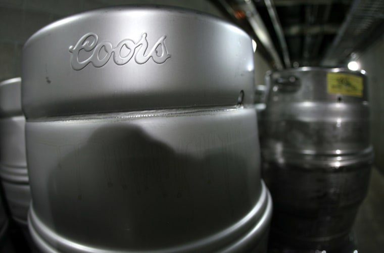 COORS BEER IN BARRELLS IN STORAGE AREA OF COORS FIELD