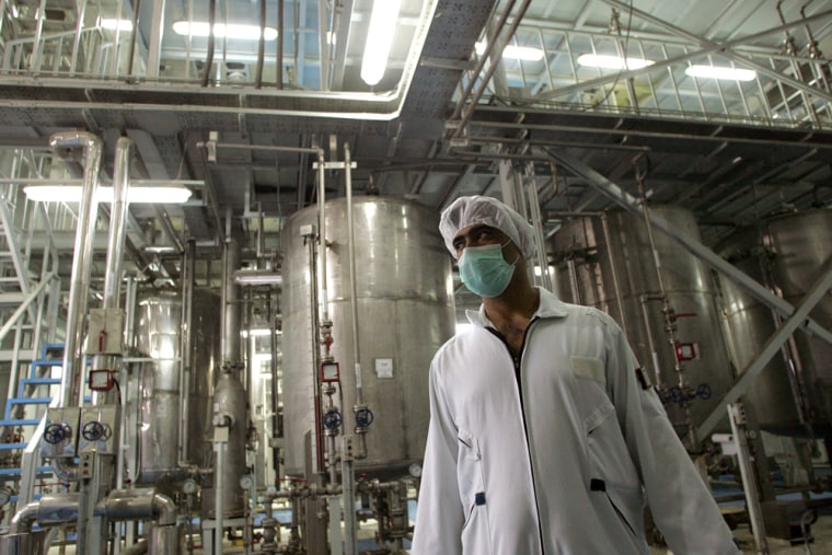An Iranian technician works at the Isfah