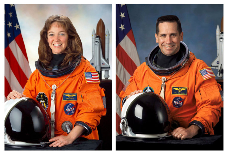 This combination photo shows NASA Astronaut Lisa Nowak and William Oefelein in there official NASA portraits