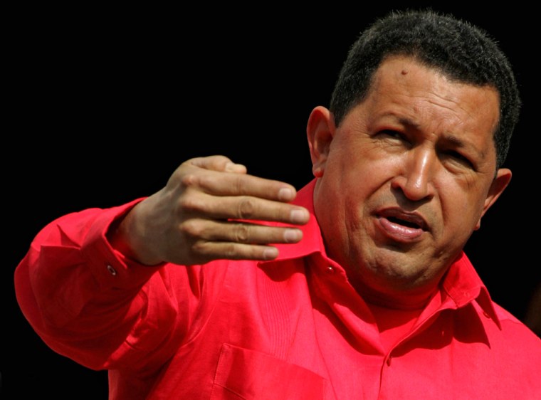 Venezuelan President Hugo Chavez gesture