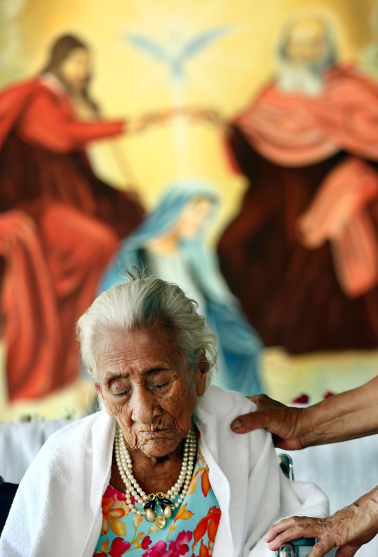 Salvadoran Rivas celebrates her 128th birthday in the village of San Agustin