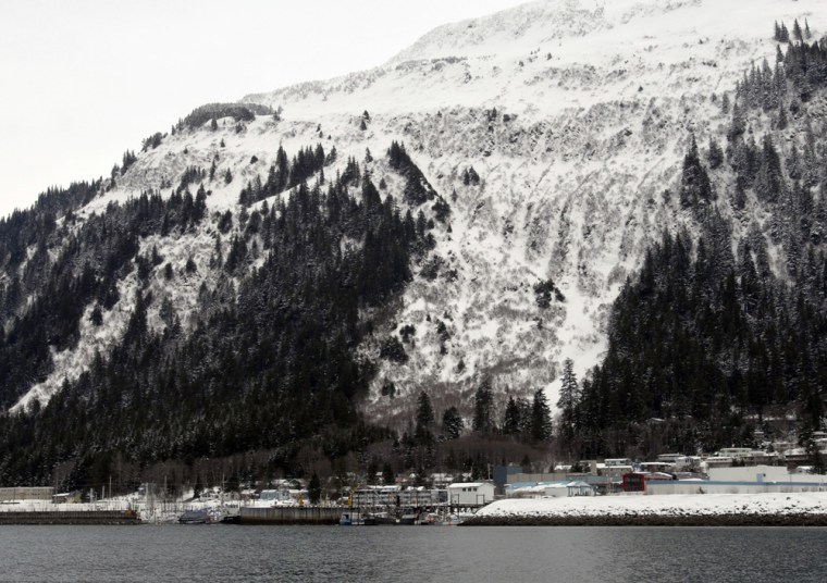 This chute on Mount Juneau, seen on March 13, is one of a dozen posing an avalanche danger around Alaska's capital.
