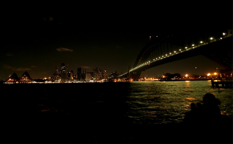 Sydney skyline during Earth Hour in Sydney