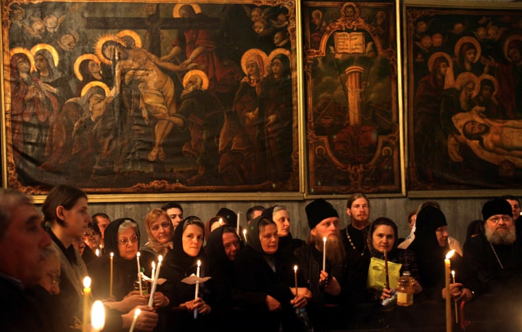 Christian Orthodox pilgrims attend a spe