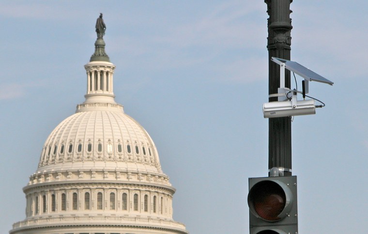 A new traffic flow sensor is seen near the U.S. Capitol building in Washington.