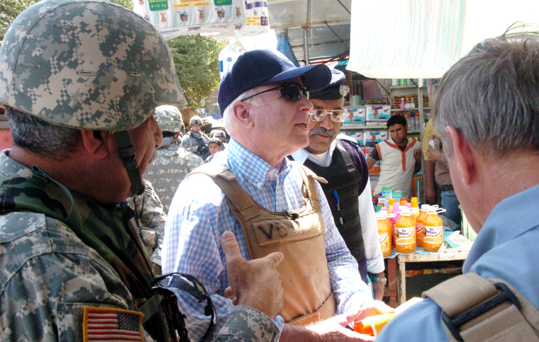 Presidential hopeful John McCain visits the popular Shorja market in central Baghdad, Iraq, on Sunday.