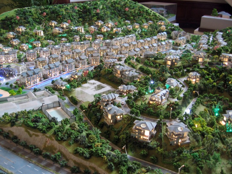 A model of Zurich Town, which bills itself as the most expensive theme-style development in the region. Of the 300 units, only 10 have not yet been sold.