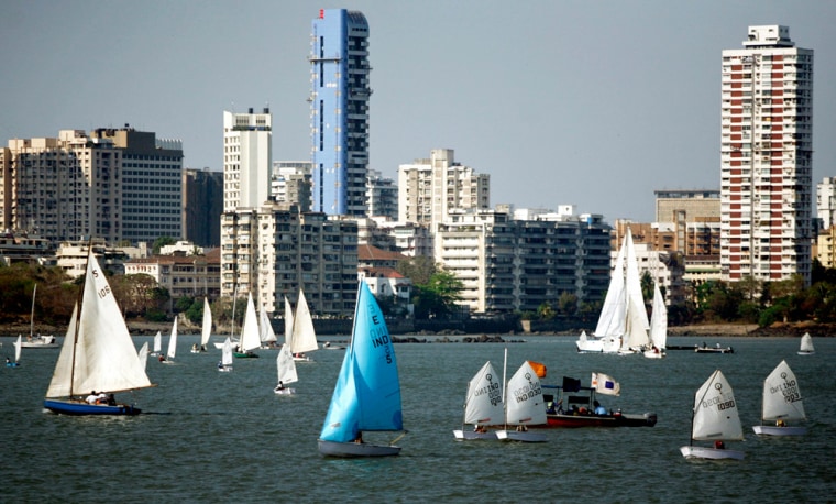 Boats sail during international boat show in Mumbai