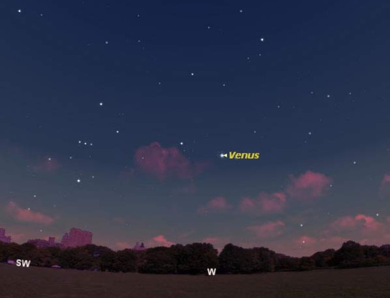 A Starry Night software image showing the sky on April 13 at 8:30 p.m. local time from midnorthern latitudes. Orion, one of the night sky's most recognizable constellations, can be seen south of Venus.