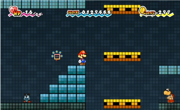 'Super Paper Mario' for the Wii has two gameplay modes, the first of which is old-school, paper-flat and 2-D. 