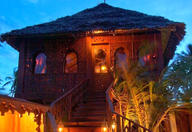 The Breezes Beach Club is situated on an untouched beach on the island of Zanzibar. The 70 rooms are decorated in ivory tones and have Zanzibar wood carvings. The Swahili style spa has dozens of treatments like "The Kili Foot Treatment," a restorative procedure for feet. 