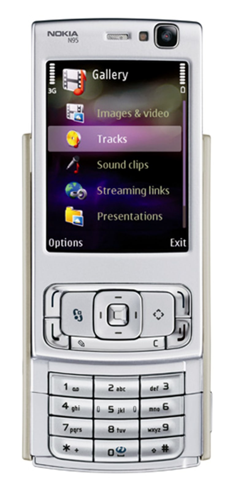 Nokia's super-high-end N95 handset with it's dial pad showing.