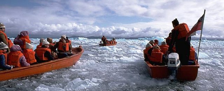 Tourists Viewing Icebergs