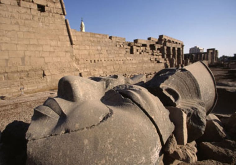 The Luxor in Egypt is home to some of the greatest wonders of ancient Egypt. Unfortuntately, as more people moved into the area, water levels have risen. Since the temples are made of porous stone, the water gets absorbed and leaves behind salt, which crystallizes and causes the decorated surfaces of the temples to evaporate.