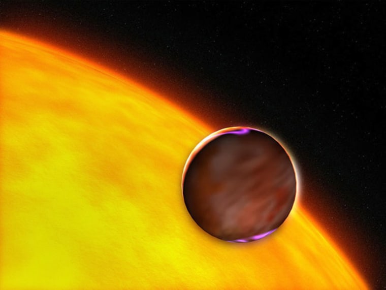 This conceptual image shows the XO-1b planet, which is very similar to the newly discovered planet XO-3b.