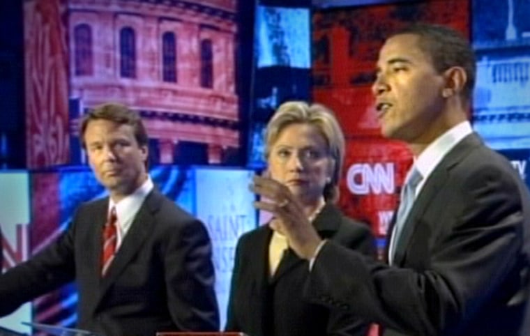 Democratic presidential hopefuls wrangle in a debate in Manchester, N.H.