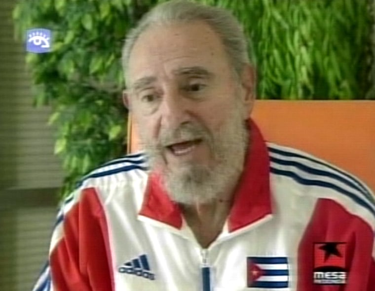 Cuban President Fidel Castro is seen in this image taken from the interview shown on Cuban TV Tuesday night.
