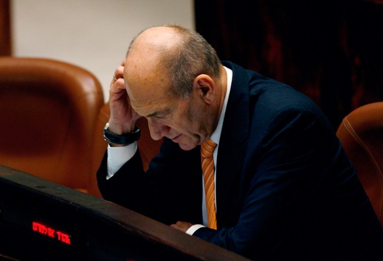 Israel's Prime Minister Olmert attends a session of parliament in Jerusalem