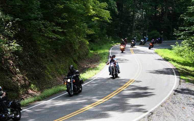 The 11-mile Tail of the Dragon route at Deals Gap, N.C., is probably the most famous motorcycle road in the country, according to Bill Belei, editor of MotorcycleRoads.com. Indeed, "The Tail" has an amazing 318 curves, many flanked with precipitous drop-offs, creating an exhilarating, unforgettable ride.