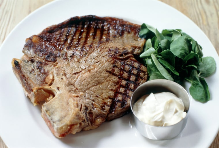 Steak on white plate