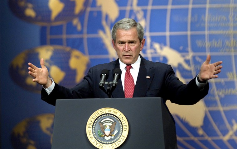 US President George W. Bush speaks on th