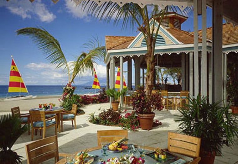 The Four Seasons Nevis Resort in the West Indies is a family-friendly resort that accommodates kids with beach activities while mom and dad can sit in the Pol Cabana and sip on libations of their choice.