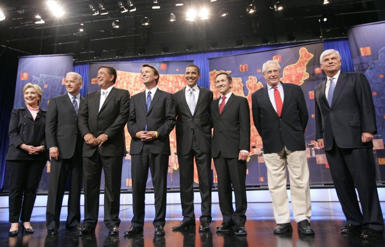 Hillary Clinton, Joe Biden, Bill Richardson, John Edwards, Barack Obama, Dennis Kucinich, Mike Gravel, Chris Dodd