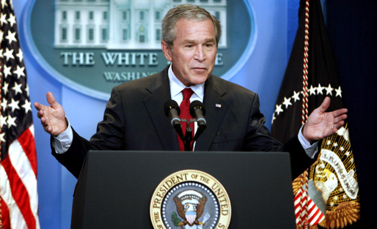 US President George W. Bush speaks durin