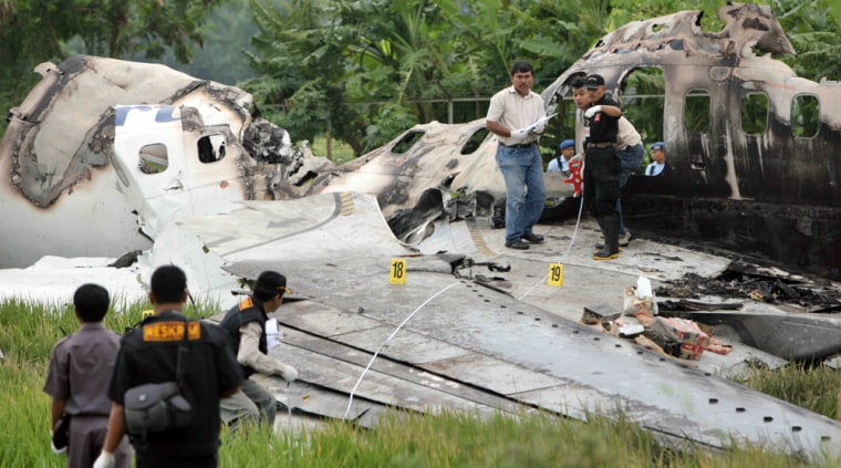 Indonesian police investigate the wrecka