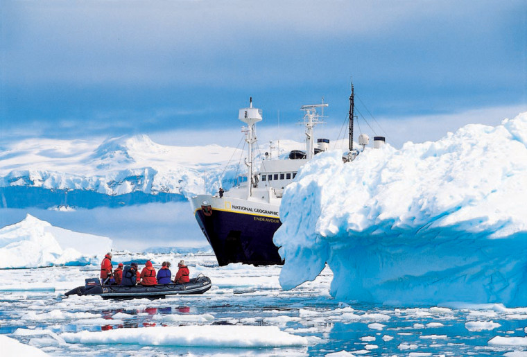 National Geographic Endeavour and Zodiac in Antarctica
