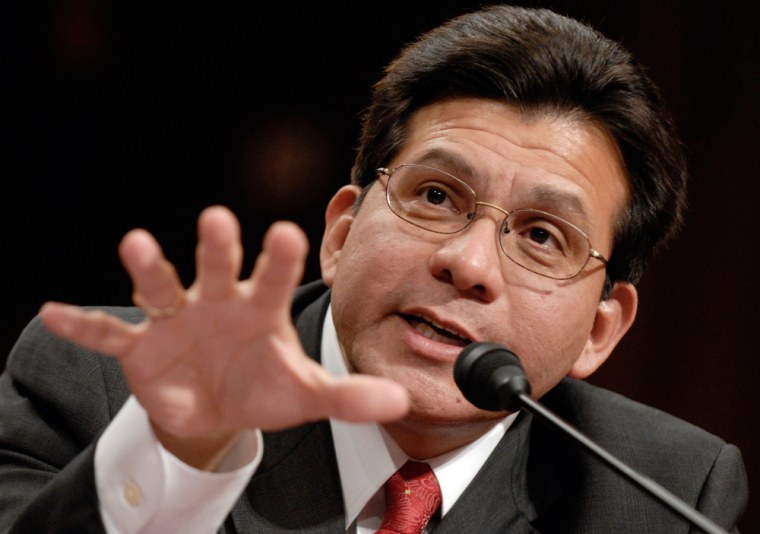 Attorney General Alberto Gonzales testifies before the Senate Judiciary Committee during a hearing in Washington