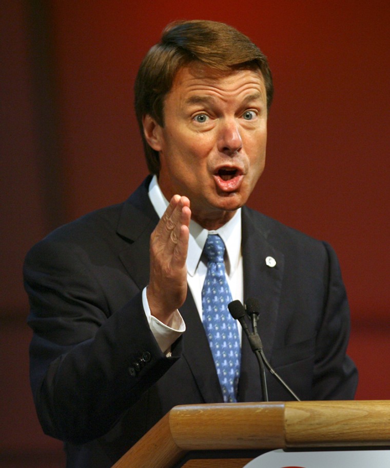 Democratic presidential candidate John Edwards speaks during conference in St Louis