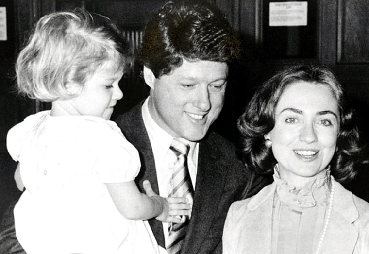 Bill Clinton and Hillary Rodham Clinton in 1984 with Chelsea, 4.