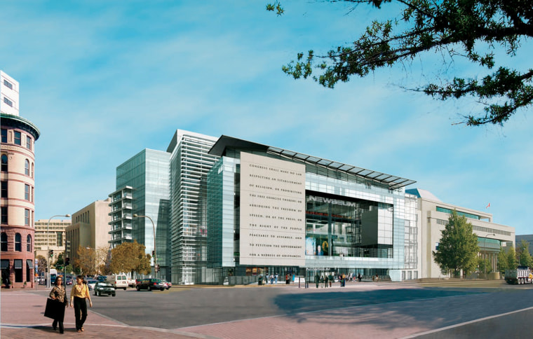 A computer generated sketch shows the new Newseum set to open in early 2008 near the Capitol in Washington D.C.
