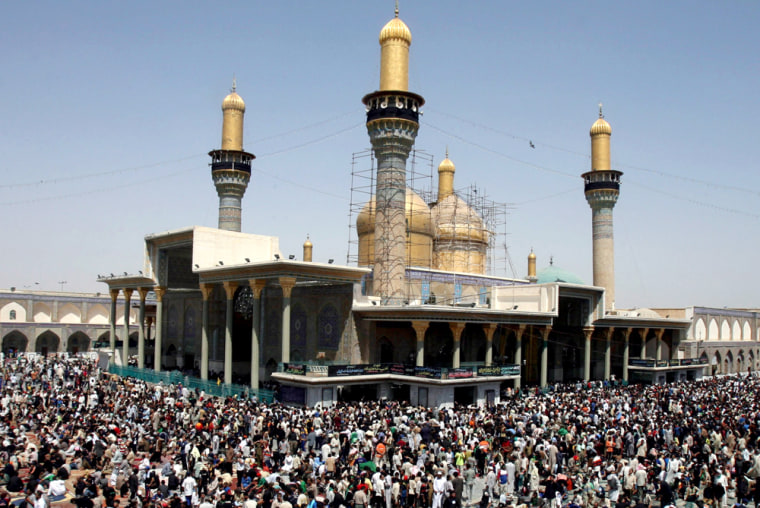 Thousands of Shiite pilgrims march Thursday to commemorate the eighth-century death of Imam Moussa al-Kadhim, a key Shiite saint. 
