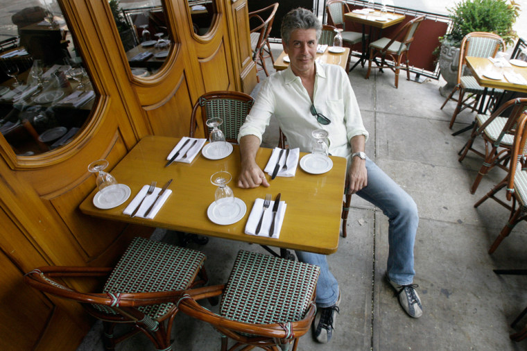 Anthony Bourdain, host of theTravel Channel's "No Reservations," poses in a New York restaurant earlier this month.