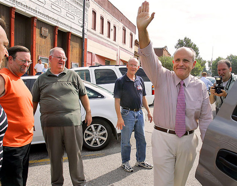 Rudolph W. Giuliani after a campaign stop recently at the Wander In Cafe in Carson, Iowa.