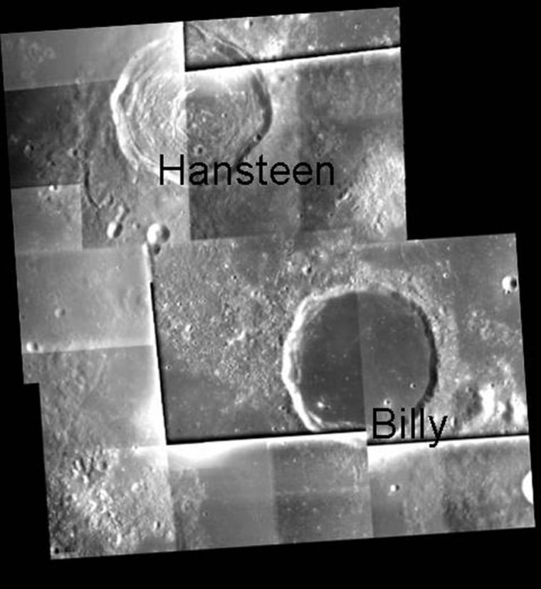 Scientists to take a closer look at the moon's wrinkles to uncover secrets regarding devastating impacts that also ravaged Earth and other planets in their early days. Moon crater Hansteen, depicted here, is flooded due to volcanic activity, and Billy, shown below, remains unflooded.